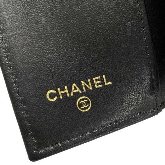 Auth CHANEL Matelasse AP4173 Black Grained Calfskin Trifold Wallet Gold hardware - Picture 5 of 11